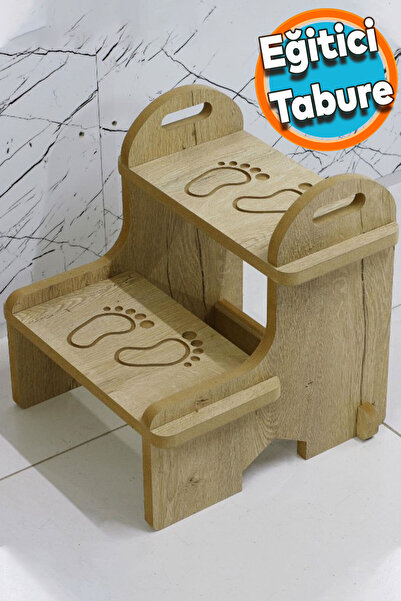 NZB Ahşap Dekoratif Basamak Tabure Çocuk Bebek Banyo Wc Lavabo Merdiven Yükse...