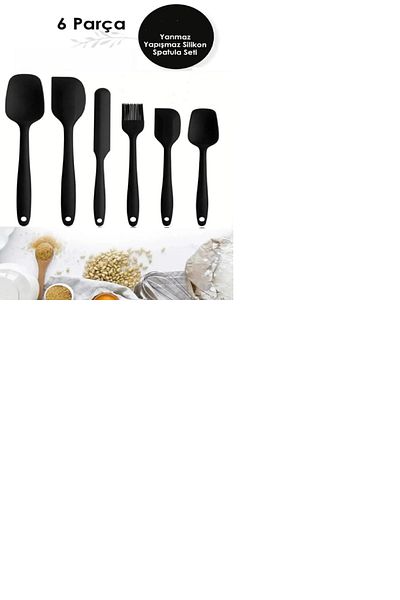 B&R GERECLERİ ReisHome 6-Piece Silicone Fireproof Spatula Set Non-Stick Spatula, Brush and Pastry Skinning Knife Set