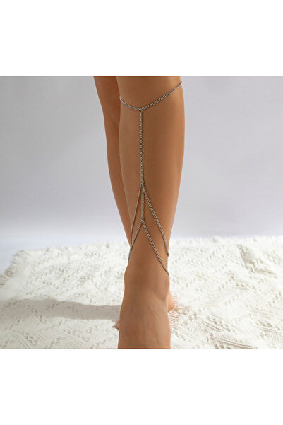 Classy Gümüş Bacak ve Uyluk Zinciri, Kadın Bacak Aksesuar, Leg Chain