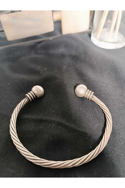 KAVELE 100% Pure Copper Bracelet Twisted End Bulk Magnetic - Silver Plated