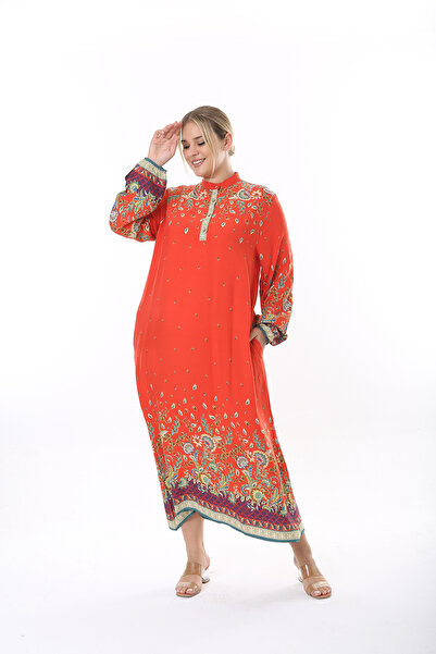 XL Modam ΓΥΝΑΙΚΕΙΟ ΦΟΡΕΜΑ ΜΕΓΑΛΟΥ ΜΕΓΕΘΟΥΣ ΥΦΑΝΤΟ ΒΙΣΚΟΖΙ ΠΟΡΤΟΚΑΛΙ ΛΟΥΛΟΥΔΙ ΜΕ ΣΧΕΔΙΟ ΔΙΚΑΣΤΙΚΟ ΓΙΑΚΑ