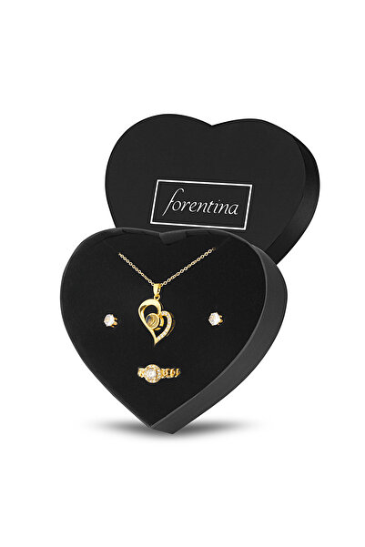 Forentina Altın Kaplama Kolye Küpe Yüzük Takı Seti - Ps311100tr
