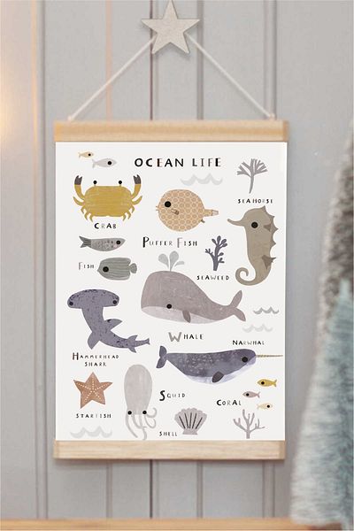 Piksel Grafik Ocean Life - Κρεμαστή αφίσα σε καμβά