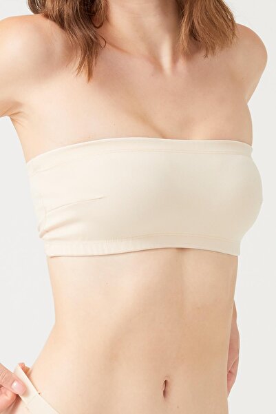 Cottonhill Beige Strapless Crop Top Bustier