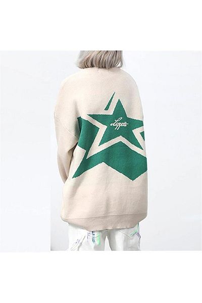 Gofeel Unisex Y2k Harajuku Vintage πουλόβερ - Star Capitol Pattern