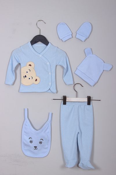 ADABEBEK 100% Cotton Panda Embroidered Set of 5 Hospital Release