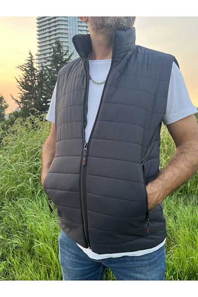MEYASU Men's Navy Blue Lined Water and Windproof Quilted Comfortable Cut Puffer Vest