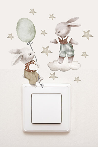 Sim Tasarım - Priz - Harikalar Diyarında Tavşanlar Dekoratif Priz Sticker