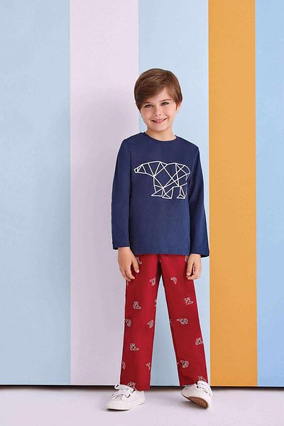 ROLY POLY Cubic Bear Boy's Pajama Set Navy Blue