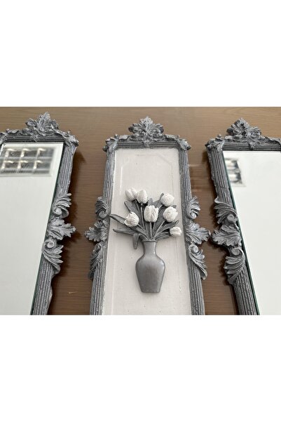 busraconcept Modern ayna ve tablo 3 lü duvar askısı , çiçekli duvar tablosu