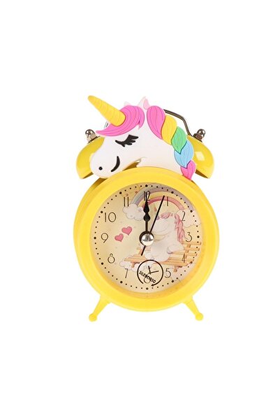 HEPBİMODA Sarı Unicorn Çalar Masa Saati Hediyelik Saat