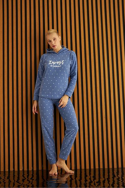 Pijamoni tissue Hooded Polar Women's Pajama Set