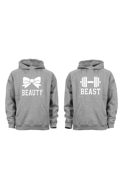 Mythologie Beauty Beast Lover Couple Combination - Φούτερ με κουκούλα σε γκρι στάμπα