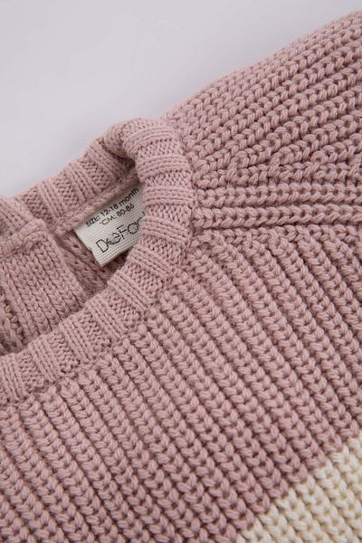 DeFacto Baby Girl Crew Neck Color Block Thessaloniki Fabric Sweater A4085A523Wn