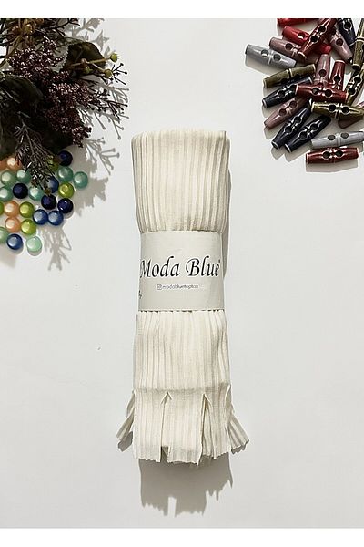 Moda Blue Πλισέ Πρακτικό Έτοιμο Σάλι Εκρού