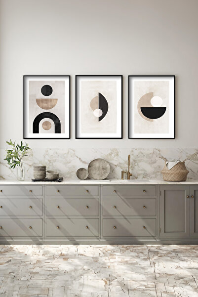 Gepetto Wood Ahşap Çerçeveli Minimalist 3'lü Tablo
