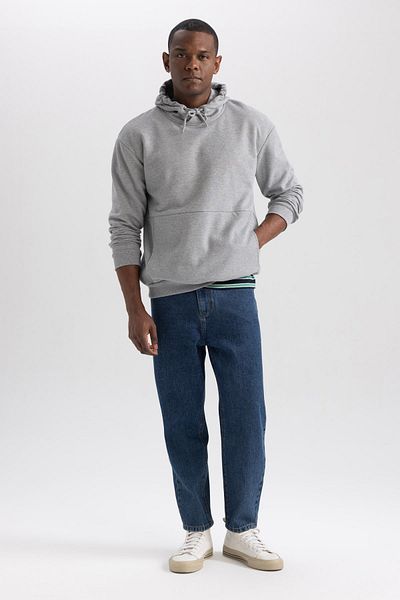DeFacto Boxy Fit Hooded Pique Sweatshirt Y0764az23au