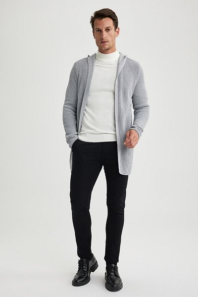 DeFacto Standard Fit Hooded Knitwear Cardigan