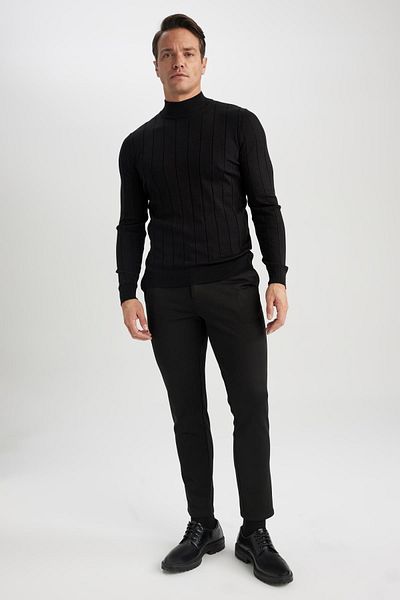DeFacto Black Slim Fit Slim Fit Half Turtleneck Knitwear Sweater X7395Az23Au