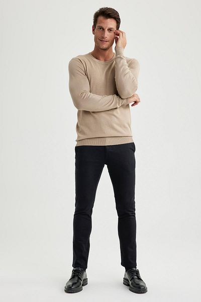 DeFacto Slim Fit Gabardine Chino Canvas-Hose mit Taschen – W3012az23au