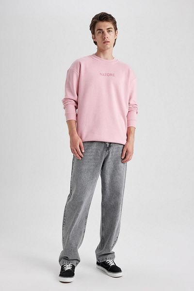 DeFacto Boxy Fit mikina s potiskem Crew Neck V5306Az23Au