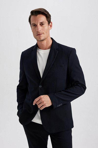DeFacto Slim Fit, karcsúsított, bélelt, gombos Basic tömör blézerkabát Z8053az23au