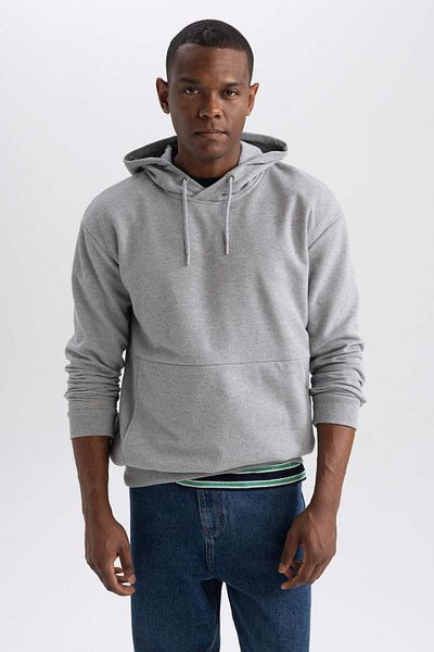 DeFacto Boxy Fit Hooded Pique Sweatshirt Y0764az23au