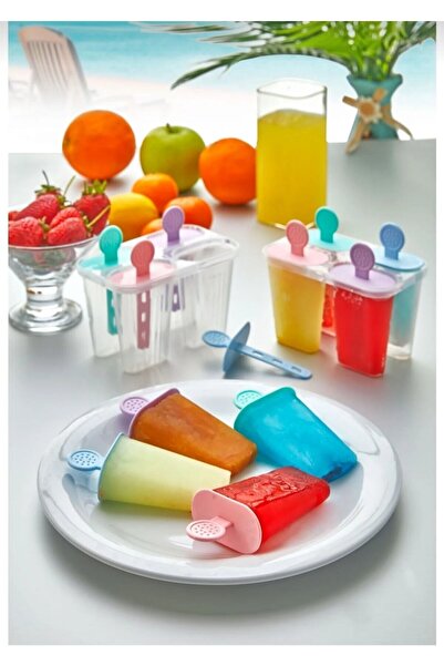 AYGÖREN HOME Renkli Pratik 4lü Meybuz Dondurma Kalıbı | 4 Adet Buz Meybuz Don...