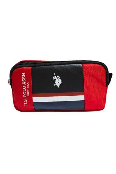 U.S. Polo Assn. Πόλο Ασν. Δερμάτινη-Σουέντ Κόκκινη τσάντα στυλό διπλού ματιού PLKLK23088