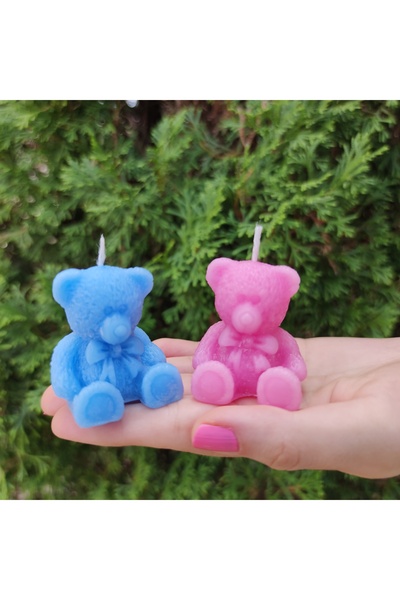 Hediyelik Mumlar Design By Ece PEMBE AYICIK MUM BEBEK HEDİYESİ (20 ADET)