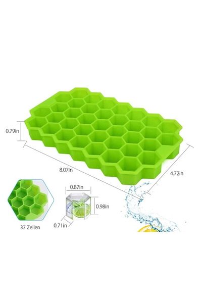 AYGÖREN HOME 37-Piece Honeycomb Shaped Silicone Ice Box with Lid - Ice Cube for Cocktails, Fruits and Ice Cream