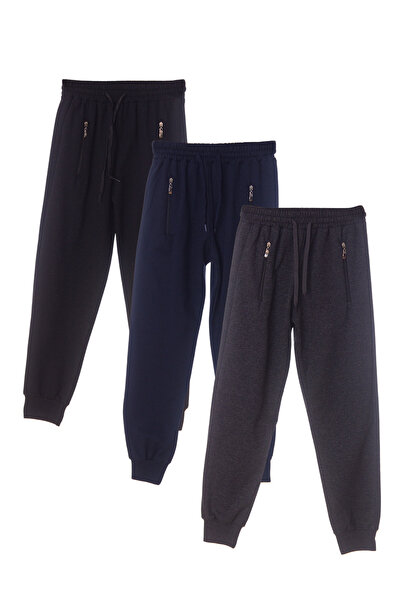 ADABEBEK Pamuklu Çift Cepli Lastik Paça 3'lü Çocuk Esofman Altı