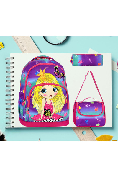 Shopiolog Αδιάβροχο Σετ Δημοτικού Σχολείου με 3 θήκες για στυλό Lunch Bag