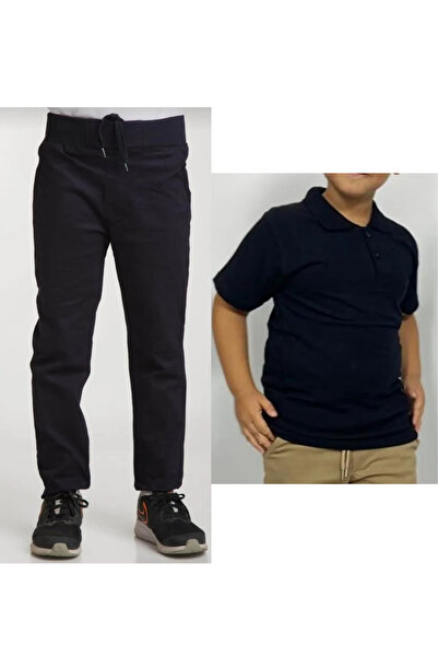 Generic Brand Unisex dečije rebraste pantalone sa strukom Lan crne školske pa...