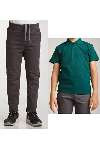 MaviMoure Unisex dečije rebraste pantalone sa uskim strukom Lan dimljene škol...