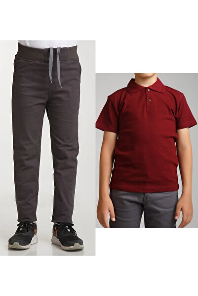BLUEMOOR Unisex dečije rebraste pantalone sa uskim strukom Lan dimljene škols...