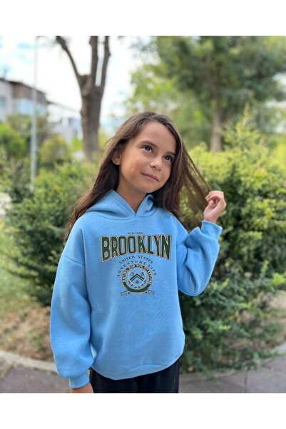 MORNİNG KİDS Hanorac pentru copii, verde, cu imprimeu Brooklyn, albastru bebeluș
