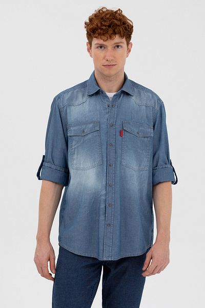 U.S. Polo Assn. МЪЖКА ДЪНКОВА РИЗА U.S. POLO REGULAR FIL 1610744 TEGAN-A 021 СВЕТЛО СИНЬО