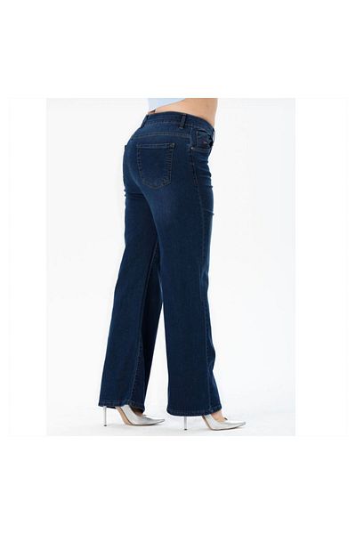 LİYACA Large Size High Waist Bol Leg Licra Jeans