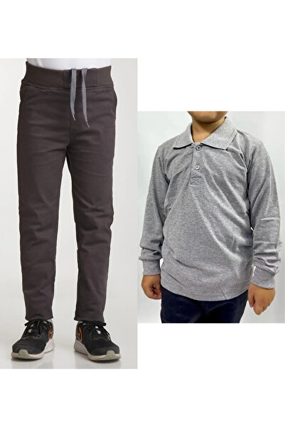 MaviMoure Unisex Παιδικό λινό καπνιστό σχολικό παντελόνι με ριμπ μέση + μακρυ...