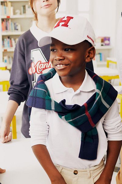 DeFacto Tricou polo școlar cu mânecă lungă din piqué alb pentru băieți L0288a623au