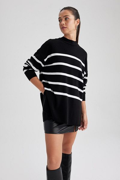 DeFacto Relaxed Fit Striped Crew Neck Knitwear Tunic Sweater - S7517Az23Wn
