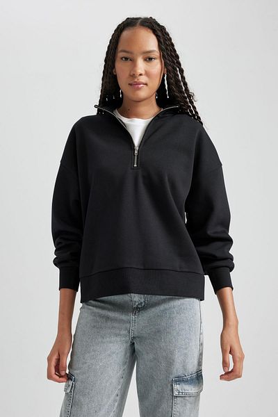 DeFacto Sweatshirt mit normaler Passform und hohem Kragen und Reißverschluss
