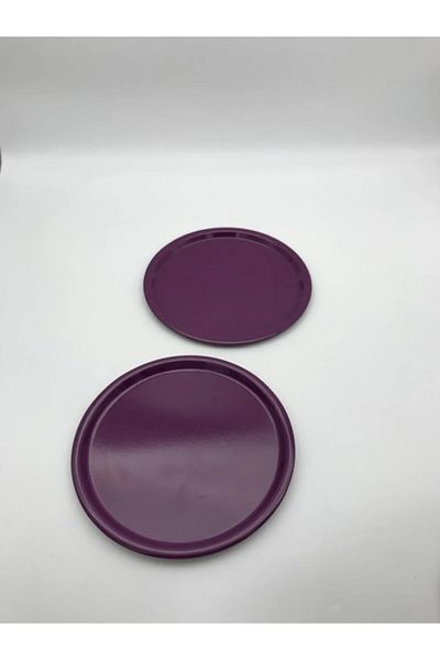 NEWTREND Züccaciye Set of 2 Metal Mortek Personality Decorative Tea, Coffee and Cake Serving Presentation Tray 23 cm