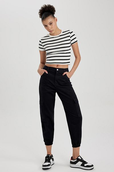 DeFacto Cool Cargo Jogger - Normal Waist Gabardine Pants 100% Cotton W8036Az23Sp