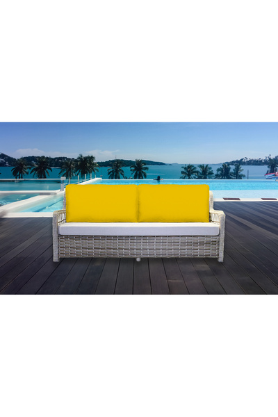 AYPETEKS Sarı Su İtici Kutu Model Koltuk Kırlent Kılıfı Bahçe Seti Kılıfı Büyük Kırlent Kılıf