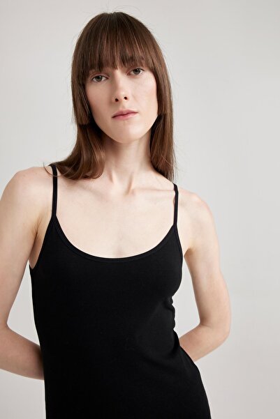 DeFacto Fall In Love Pamuklu Ince Askılı Siyah Iç Atlet M6858az23au