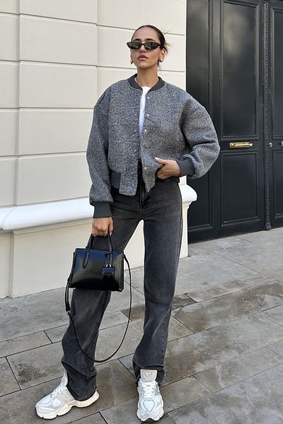 Nazliye Bomber Stamp Jacket