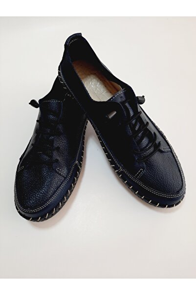 KAPAR Inside and Outside 100% Genuine Leather Rubber Laced Daily Navy Blue Co...