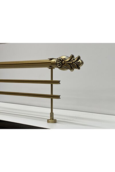 RUSTIKCIM ANTİK RUSTİK SARI FON PERDE ASKISI ÇİFT RAYLI KRSÇ-14 300 CM